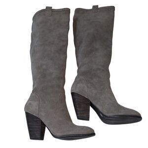 Sole Society Women's Rumer‎ Taupe Suede Boots Sz 7 Knee High Pull On Leather